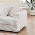 Canapé 3 places en velours côtelé avec coussins à ressorts, 4 coussins décoratifs et pieds en plastique