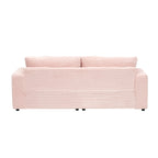 Canapé 3 places en velours côtelé avec coussins à ressorts, 4 coussins décoratifs et pieds en plastique