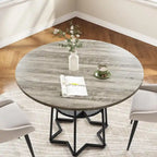 Round Kitchen Dining Table with Storage Rack - N/A