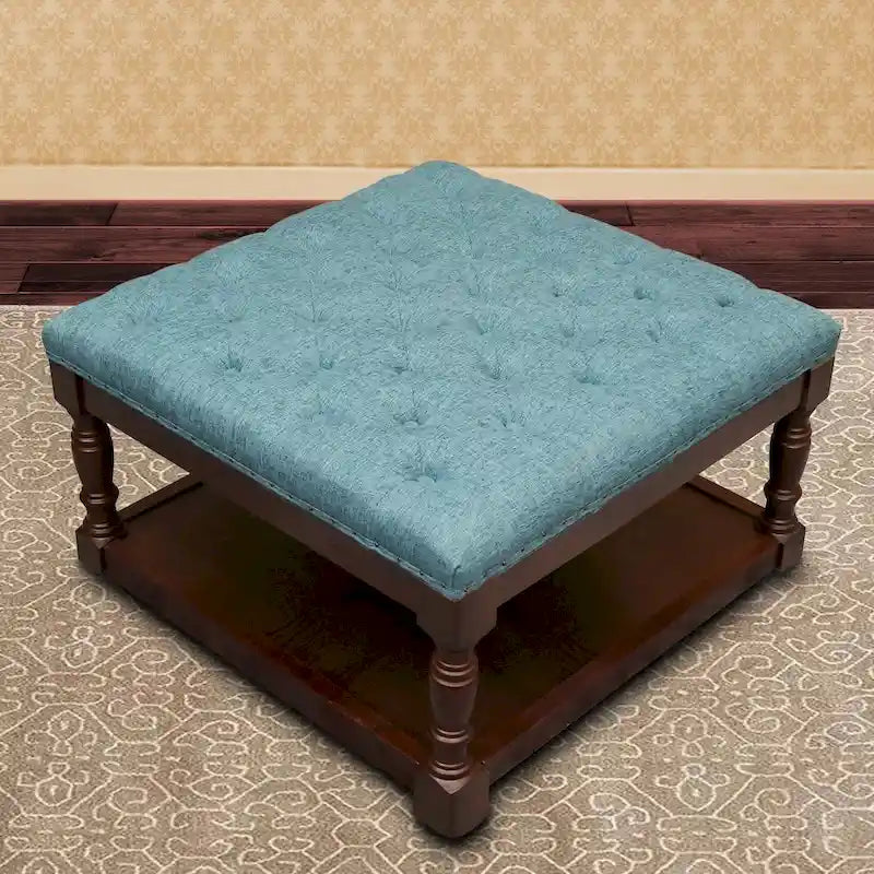 Ottoman de rangement capitonné de 30 pouces avec base en bois