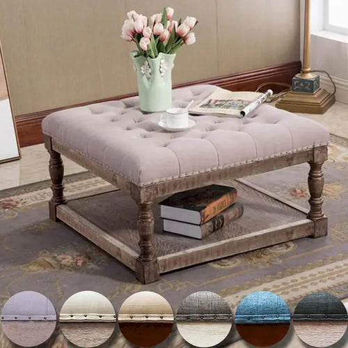 Cairona Fabric 30-inch Tufted Shelved Ottoman