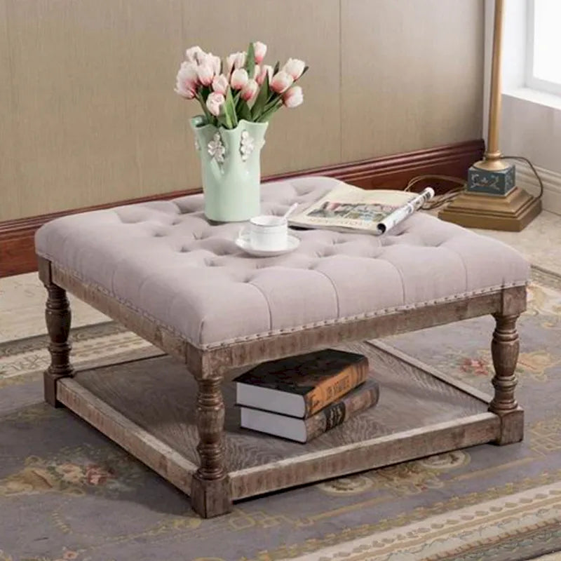 Ottoman de rangement capitonné de 30 pouces avec base en bois
