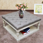 Ottoman de rangement capitonné de 30 pouces avec base en bois