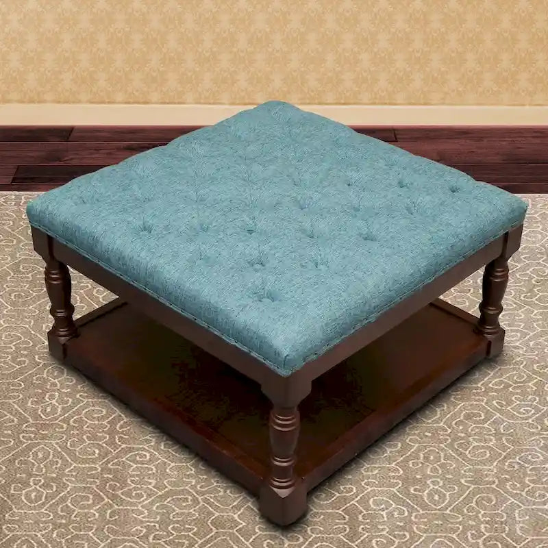 Ottoman de rangement capitonné de 30 pouces avec base en bois