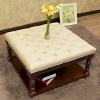 Ottoman de rangement capitonné de 30 pouces avec base en bois