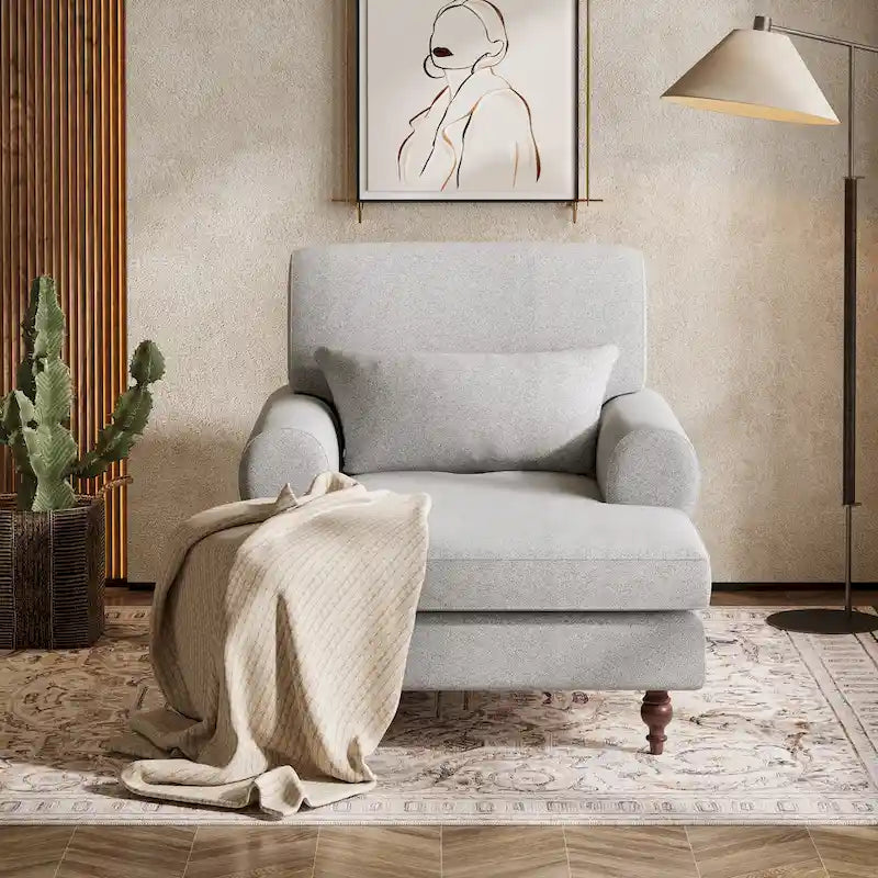 Chaise longue à dossier réglable – Chaise d'appoint intérieure moderne surdimensionnée