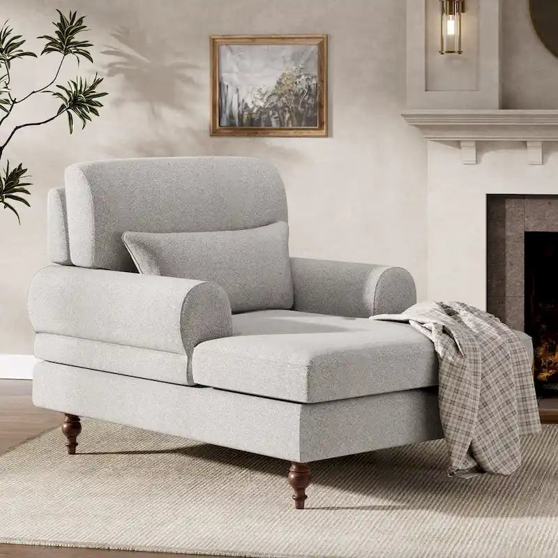Chaise longue à dossier réglable – Chaise d'appoint intérieure moderne surdimensionnée