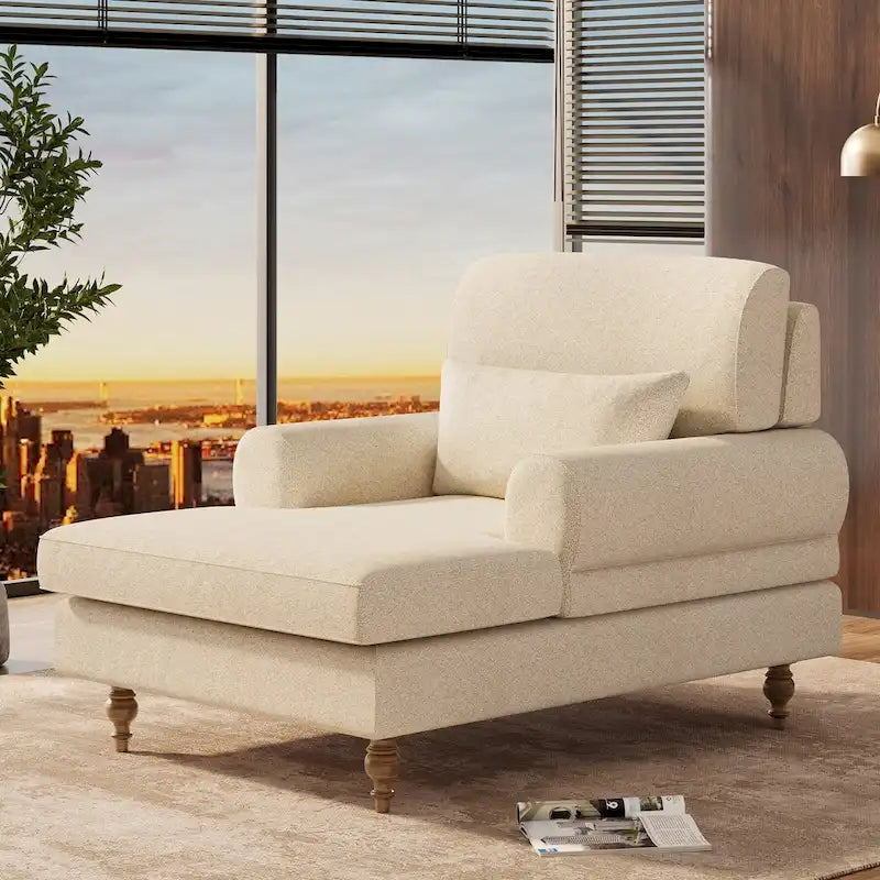 Chaise longue à dossier réglable – Chaise d'appoint intérieure moderne surdimensionnée