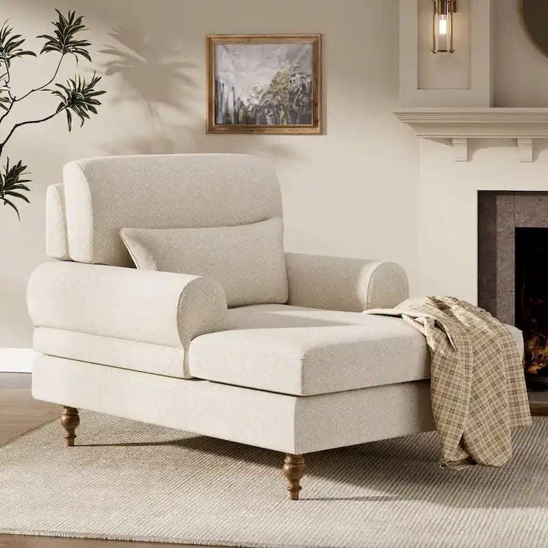 Chaise longue à dossier réglable – Chaise d'appoint intérieure moderne surdimensionnée