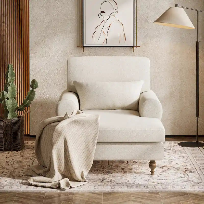 Chaise longue à dossier réglable – Chaise d'appoint intérieure moderne surdimensionnée