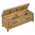 Banc à chaussures de rangement avec coussin amovible, compartiment caché et étagère inférieure