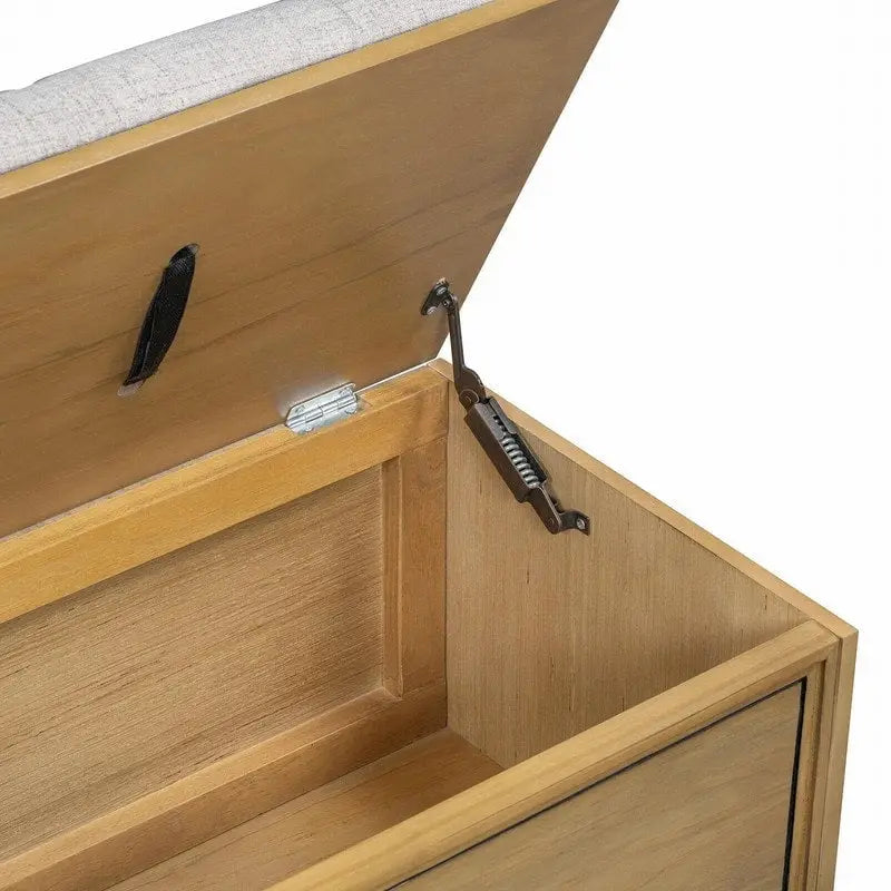 Banc à chaussures de rangement avec coussin amovible, compartiment caché et étagère inférieure