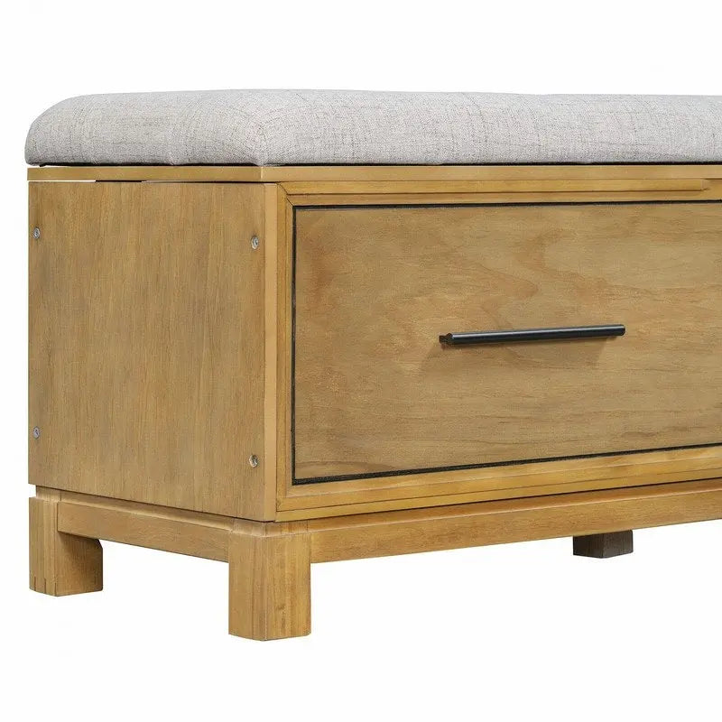 Banc à chaussures de rangement avec coussin amovible, compartiment caché et étagère inférieure