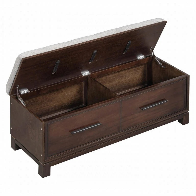 Banc à chaussures de rangement avec coussin amovible, compartiment caché et étagère inférieure