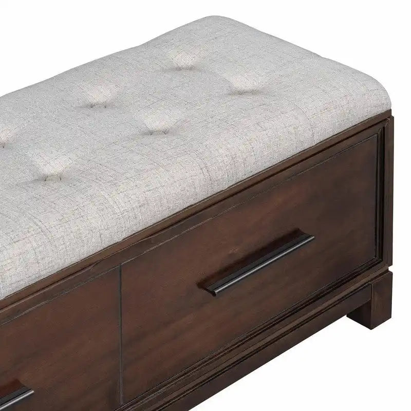 Banc à chaussures de rangement avec coussin amovible, compartiment caché et étagère inférieure