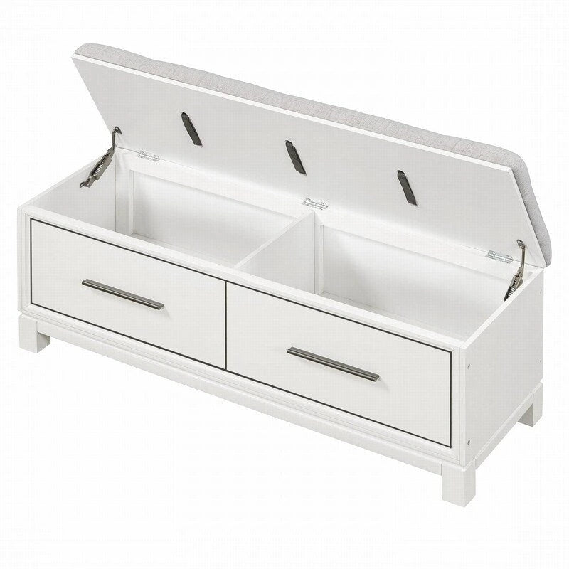 Banc à chaussures de rangement avec coussin amovible, compartiment caché et étagère inférieure