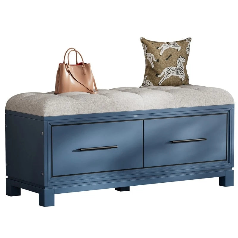 Banc à chaussures de rangement avec coussin amovible, compartiment caché et étagère inférieure