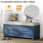 Banc à chaussures de rangement avec coussin amovible, compartiment caché et étagère inférieure