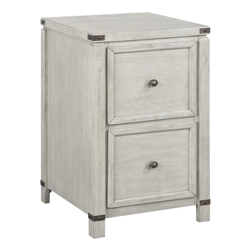 OS Home & Office Furniture Two Drawer File Cabinet in Champagne Oak Wood Veneer