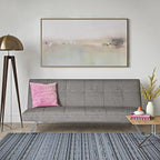 Canapé-lit futon convertible à structure métallique avec pieds en acier inoxydable – Lin gris