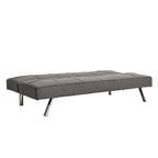Canapé-lit futon convertible à structure métallique avec pieds en acier inoxydable – Lin gris