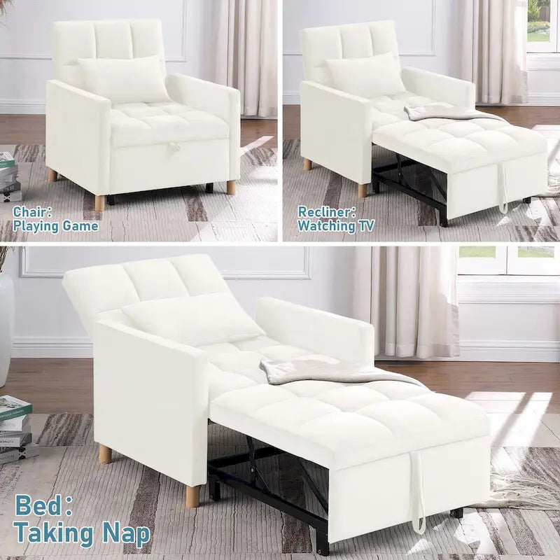 Fauteuil-lit convertible 3-en-1 avec dossier réglable