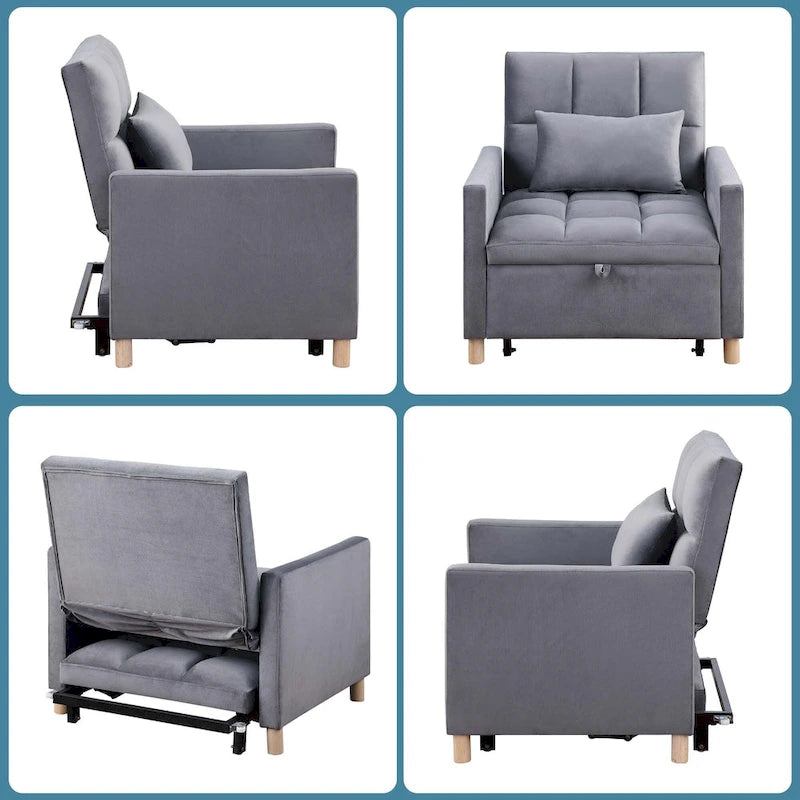 Fauteuil-lit convertible 3-en-1 avec dossier réglable