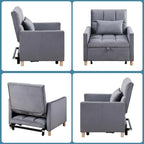 Fauteuil-lit convertible 3-en-1 avec dossier réglable