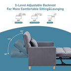 Fauteuil-lit convertible 3-en-1 avec dossier réglable