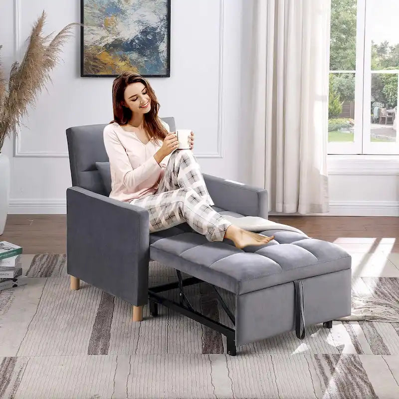 Fauteuil-lit convertible 3-en-1 avec dossier réglable