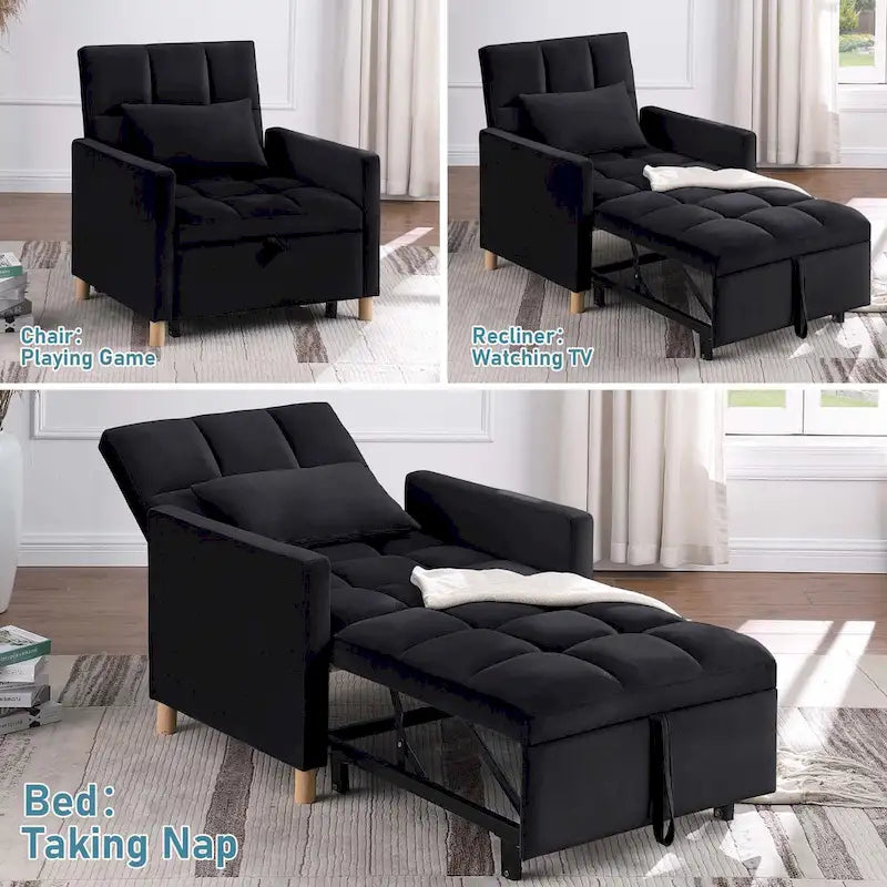 Fauteuil-lit convertible 3-en-1 avec dossier réglable