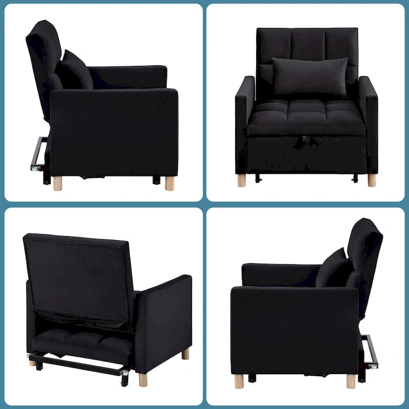 Fauteuil-lit convertible 3-en-1 avec dossier réglable
