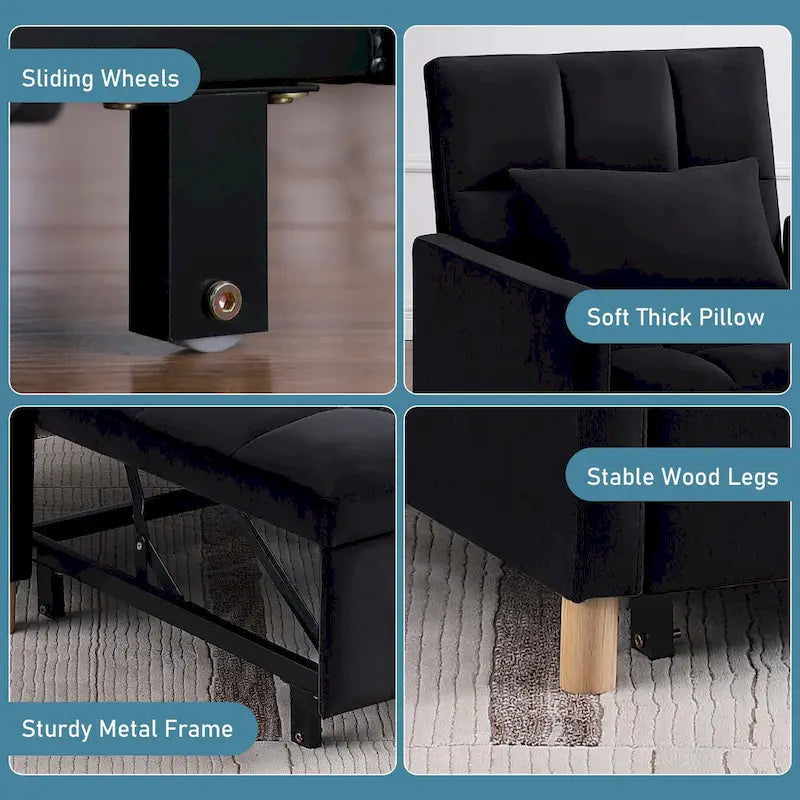 Fauteuil-lit convertible 3-en-1 avec dossier réglable