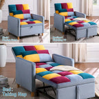 Fauteuil-lit convertible 3-en-1 avec dossier réglable