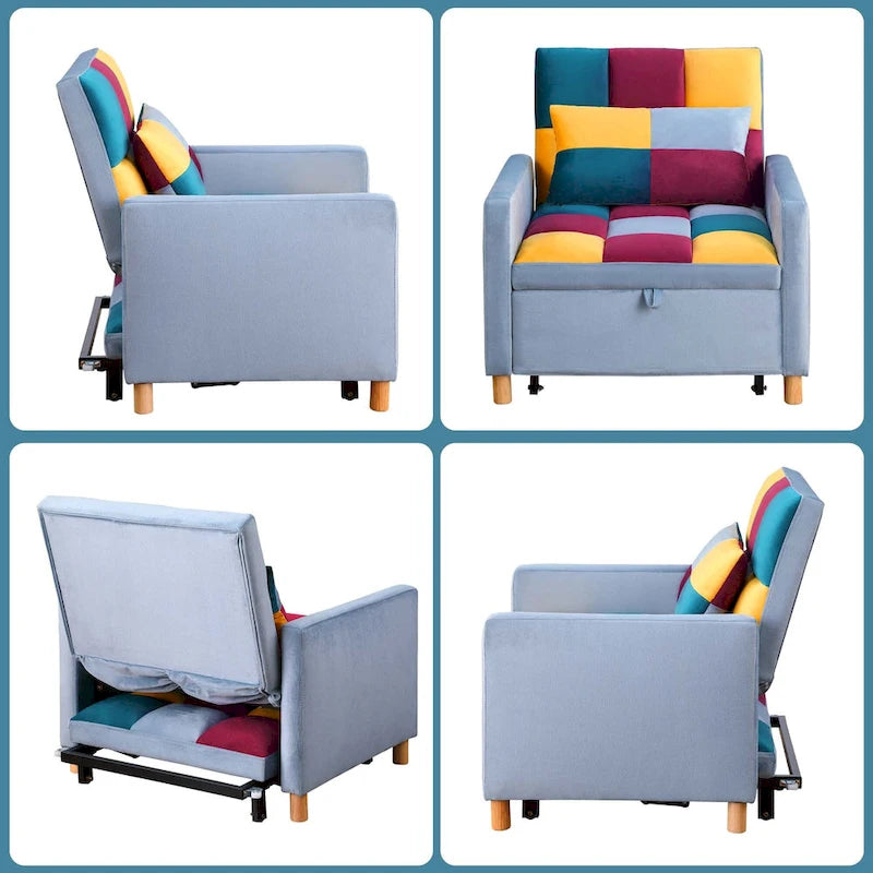 Fauteuil-lit convertible 3-en-1 avec dossier réglable