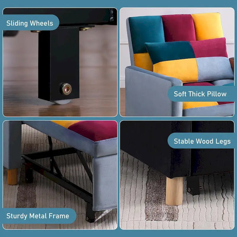 Fauteuil-lit convertible 3-en-1 avec dossier réglable