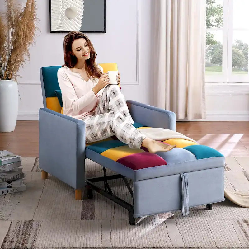 Fauteuil-lit convertible 3-en-1 avec dossier réglable