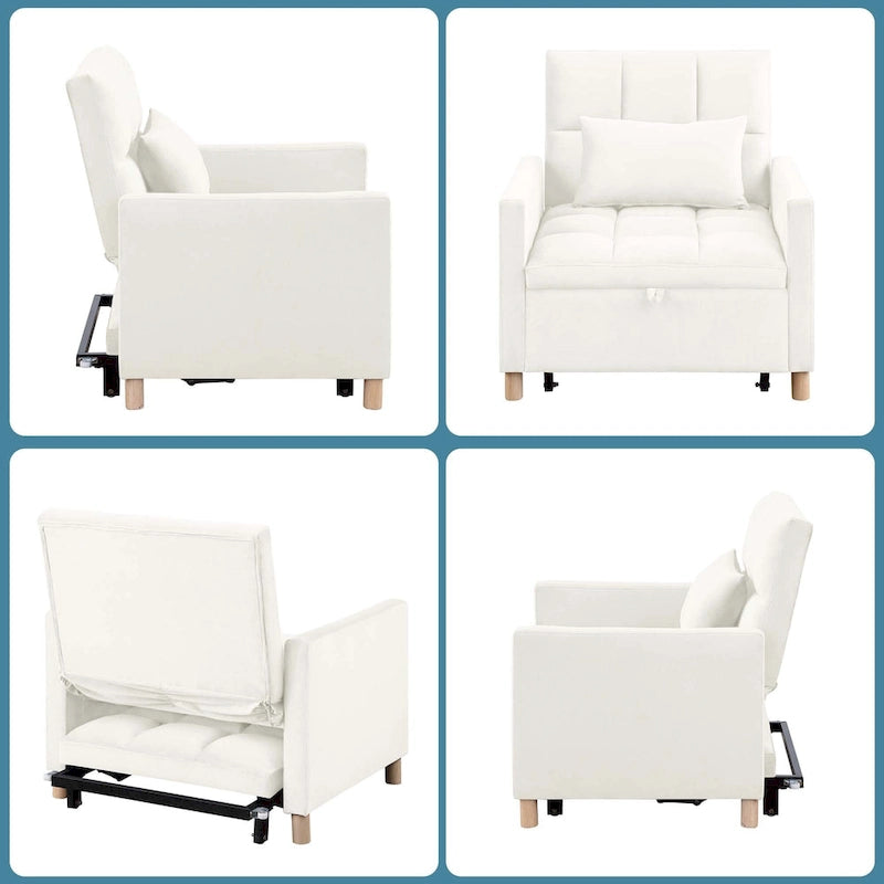 Fauteuil-lit convertible 3-en-1 avec dossier réglable