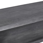 Table basse en bois de manguier de 147 cm avec étagère inférieure ouverte et piètement traîneau gris anthracite