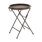 Table d'appoint en métal avec plateau en bois – Piètement en X noir