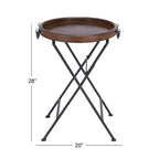 Table d'appoint en métal avec plateau en bois – Piètement en X noir