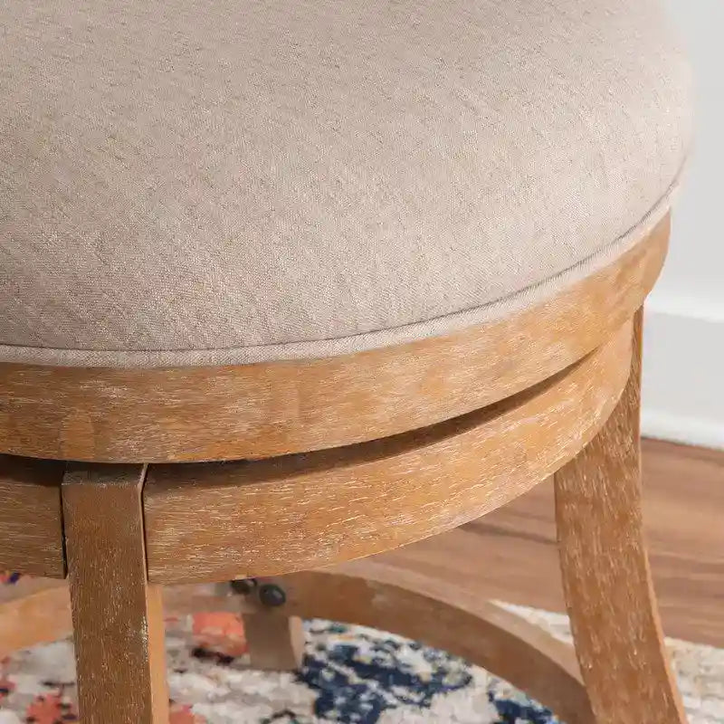 Tabouret de comptoir pivotant surdimensionné avec siège rembourré et base en bois – Naturel