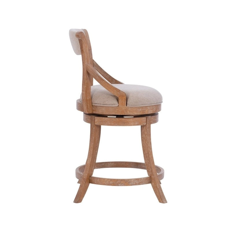 Tabouret de comptoir pivotant surdimensionné avec siège rembourré et base en bois – Naturel
