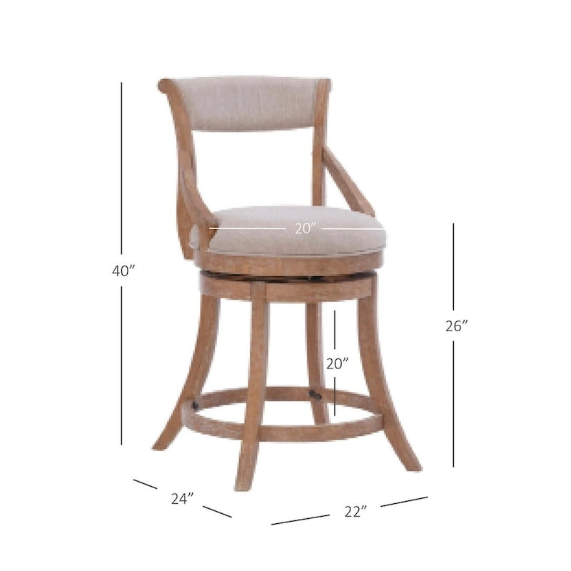 Tabouret de comptoir pivotant surdimensionné avec siège rembourré et base en bois – Naturel