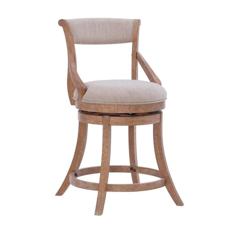 Tabouret de comptoir pivotant surdimensionné avec siège rembourré et base en bois – Naturel