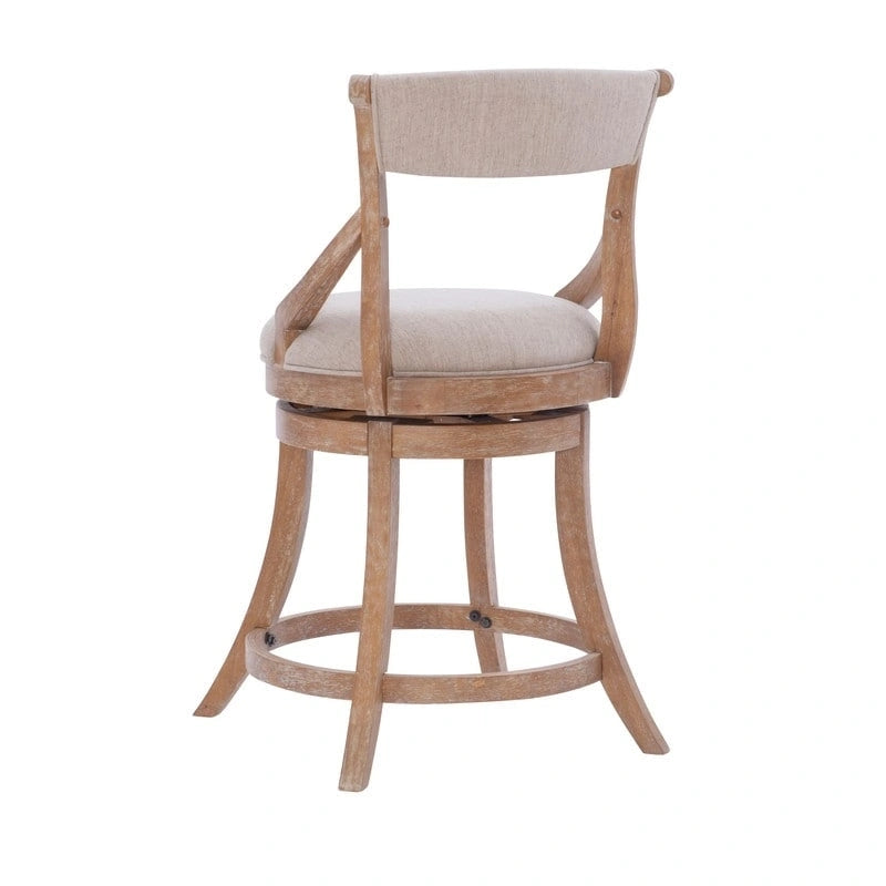 Tabouret de comptoir pivotant surdimensionné avec siège rembourré et base en bois – Naturel