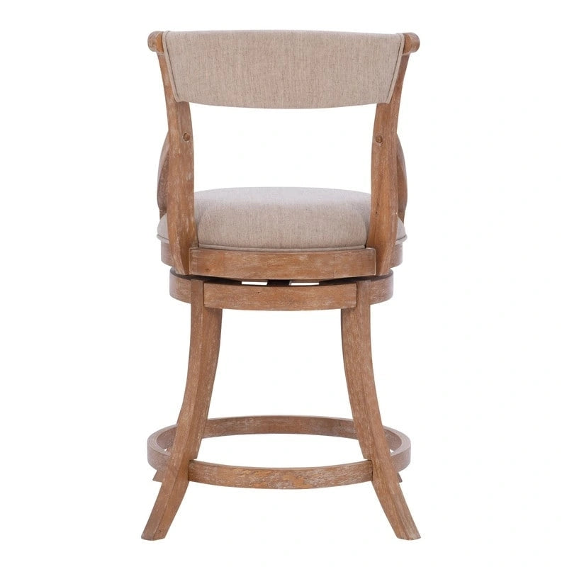 Tabouret de comptoir pivotant surdimensionné avec siège rembourré et base en bois – Naturel