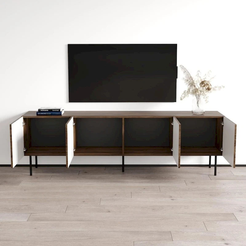 Meuble TV Art déco pour téléviseurs jusqu'à 85" – Console multimédia large en bois mat