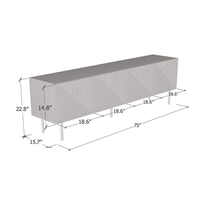 Meuble TV Art déco pour téléviseurs jusqu'à 85" – Console multimédia large en bois mat