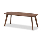 Table basse style moderniste du milieu du siècle en noyer – Bois d'hévéa massif avec pieds inclinés